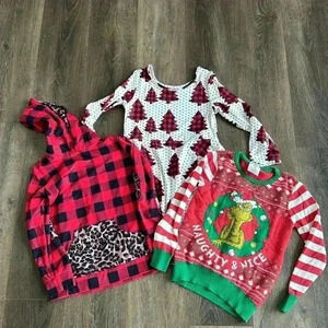 The Grinch Sweater, Boutique Dress and Boutique Hoodie Lot.  Girls Size 7/8.
